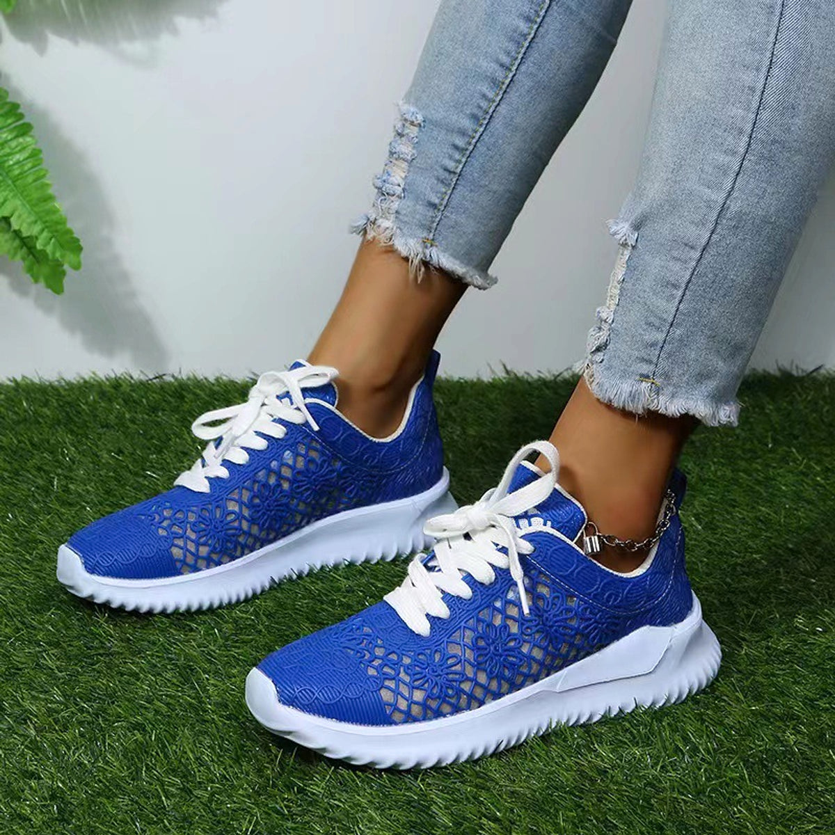 BlossAir™ Glowwalk Edition – Hollow Lace-up Women’s Sneakers with UV Reactive Effect - enhanced image 2