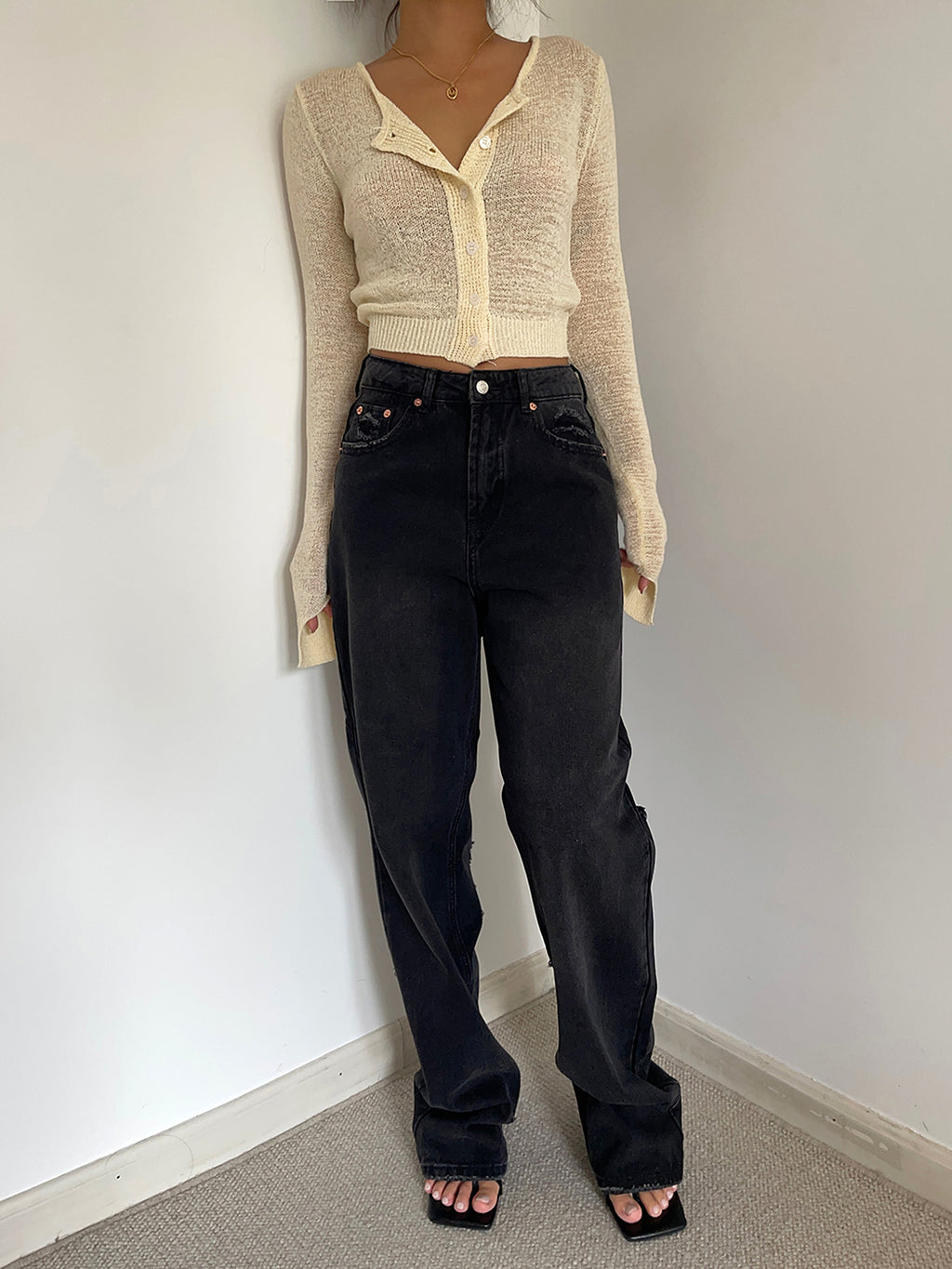 Women's Retro High Waist Loose Wide Legs Jeans - enhanced image 2