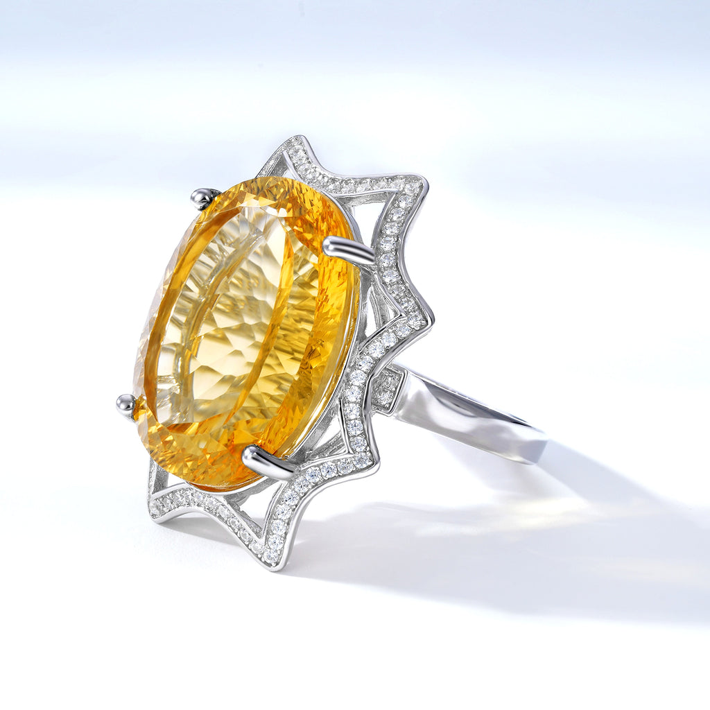 Women's Simple And Natural Large Citrine Ring - enhanced image 2