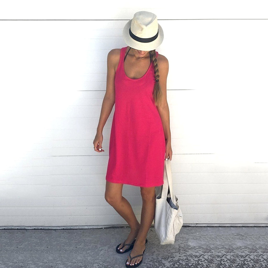 Casual Round Neck Cotton-Blend Dress (S–XL) - enhanced image 2