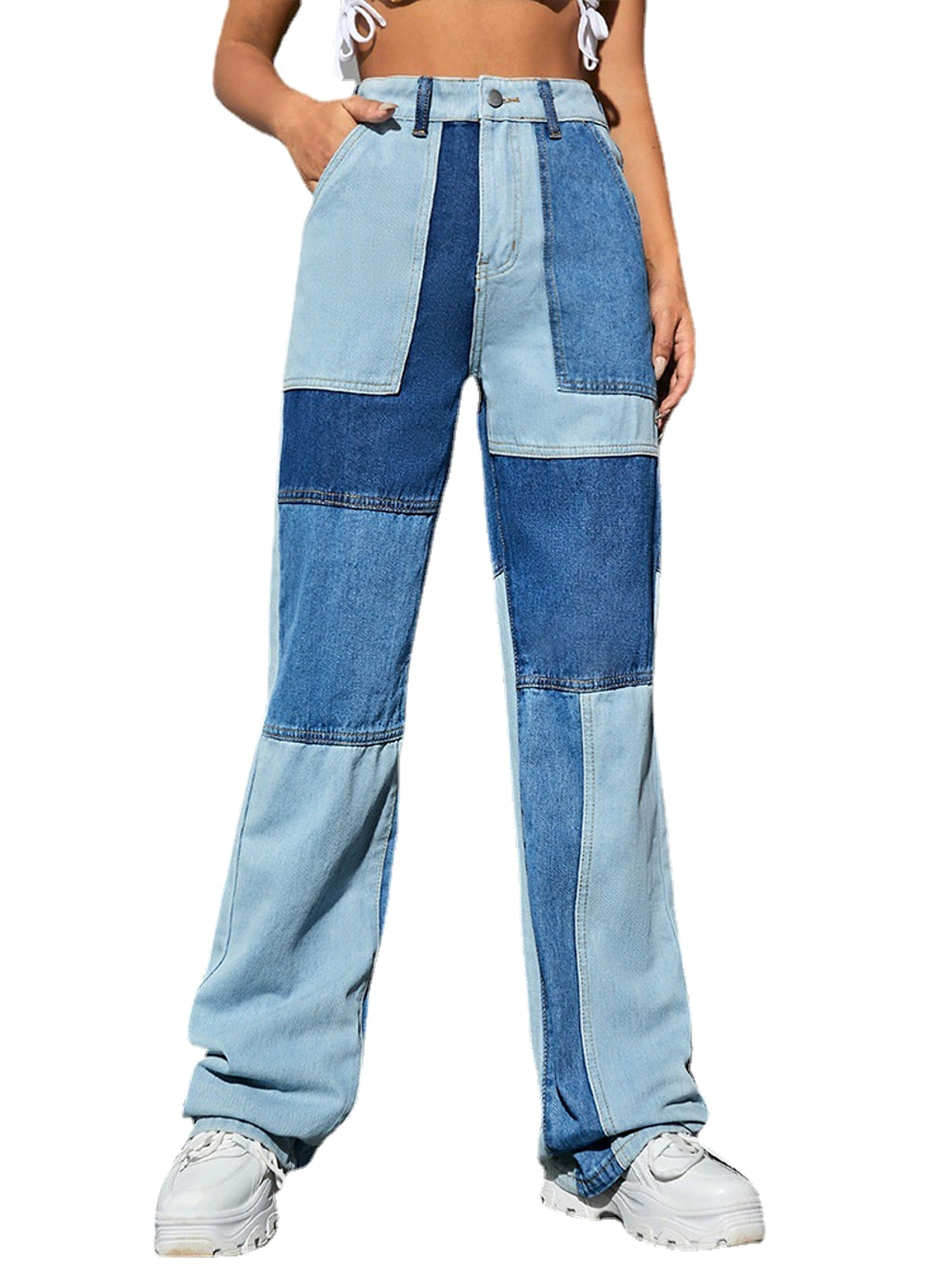 Women's Street Jeans Straight Stitching - enhanced image 2