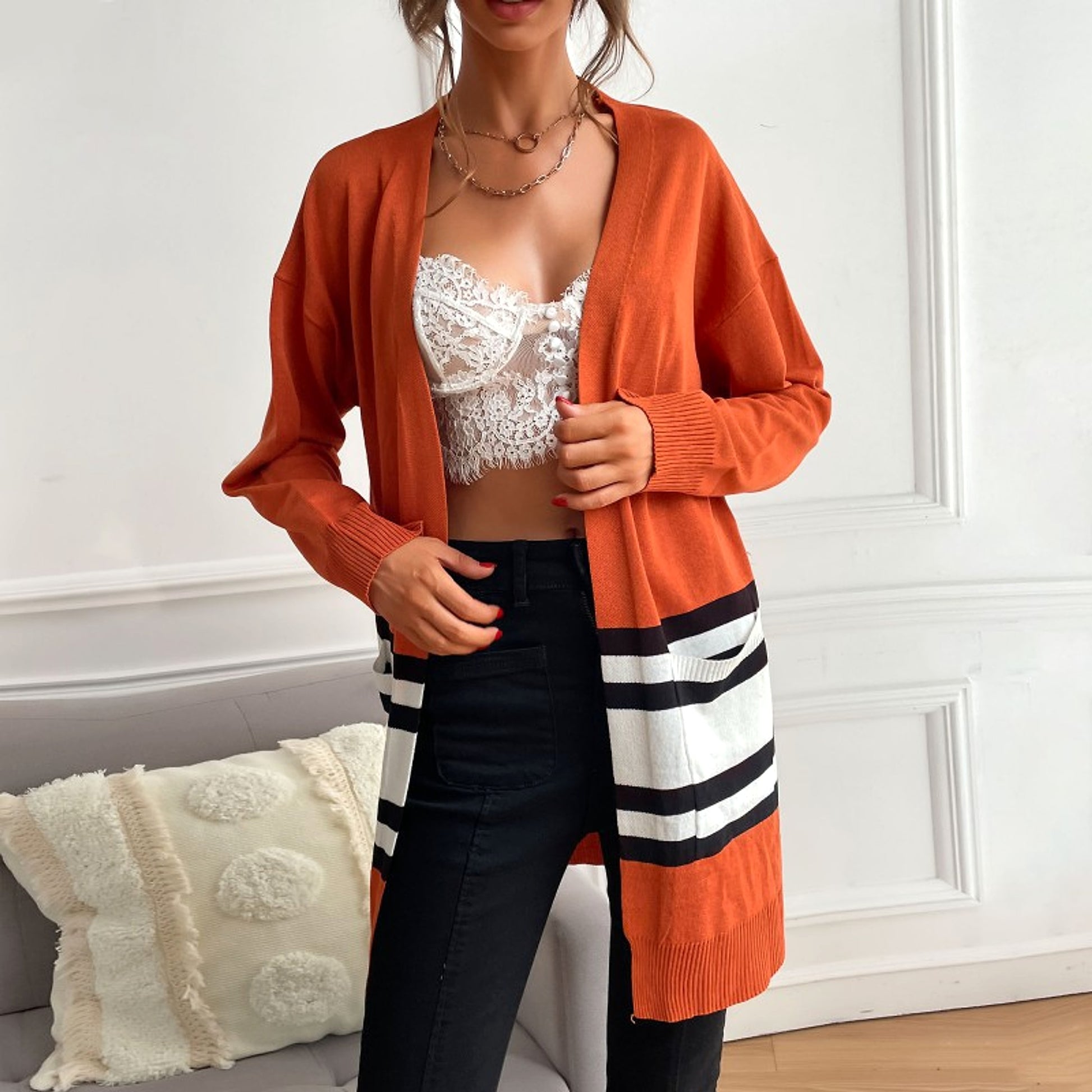 Women's Thin Loose And Thin Knitted Long-sleeved Sweater Coat - enhanced image 2