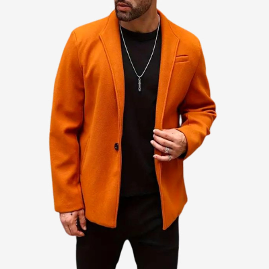 Wool British Polo Collar Solid Color Casual Trench Coat - enhanced image 2