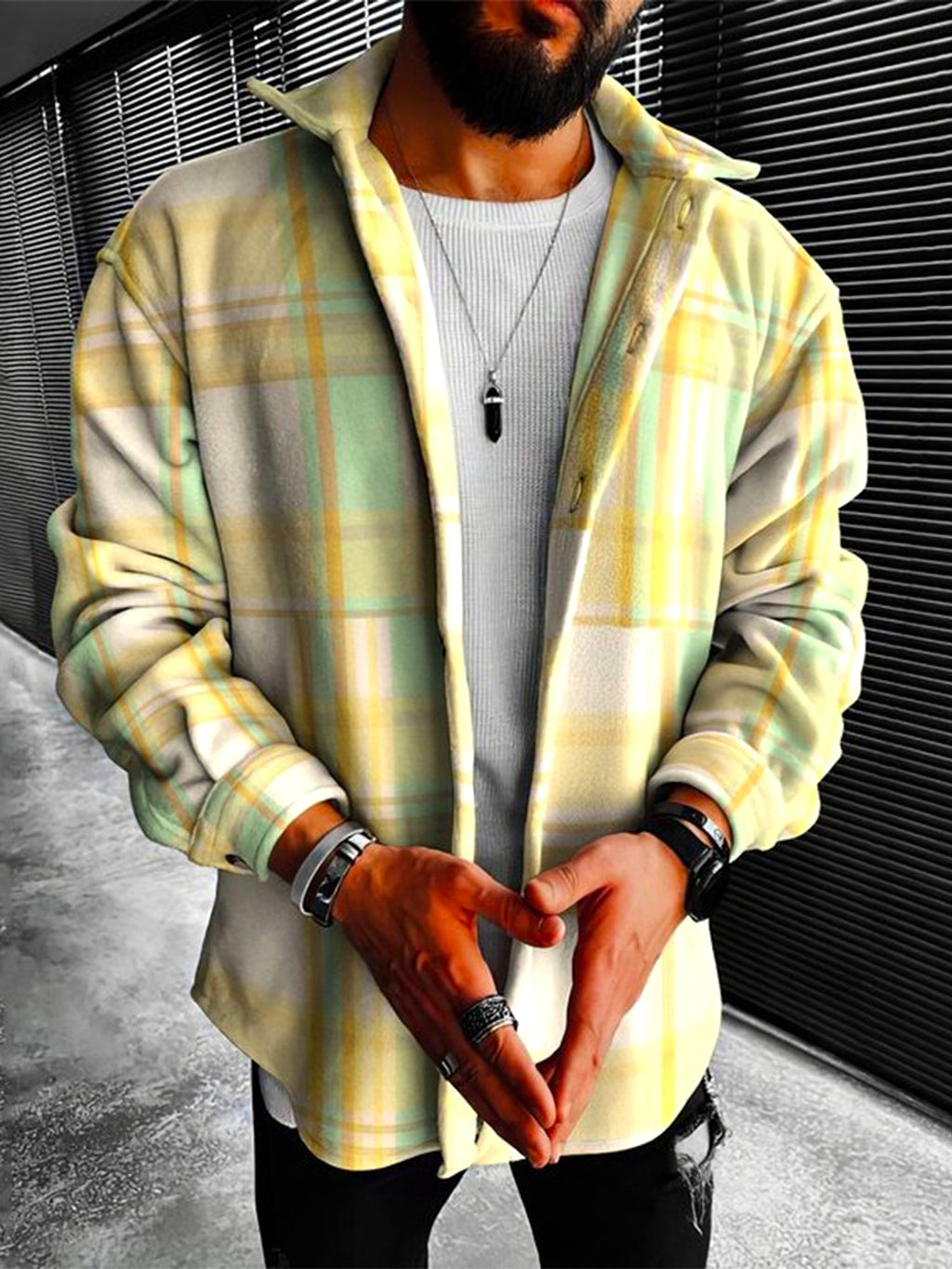 A1. W. Suit Jacket Loose Lapels Double Pocket Jacket Long Sleeve Men - enhanced image 2