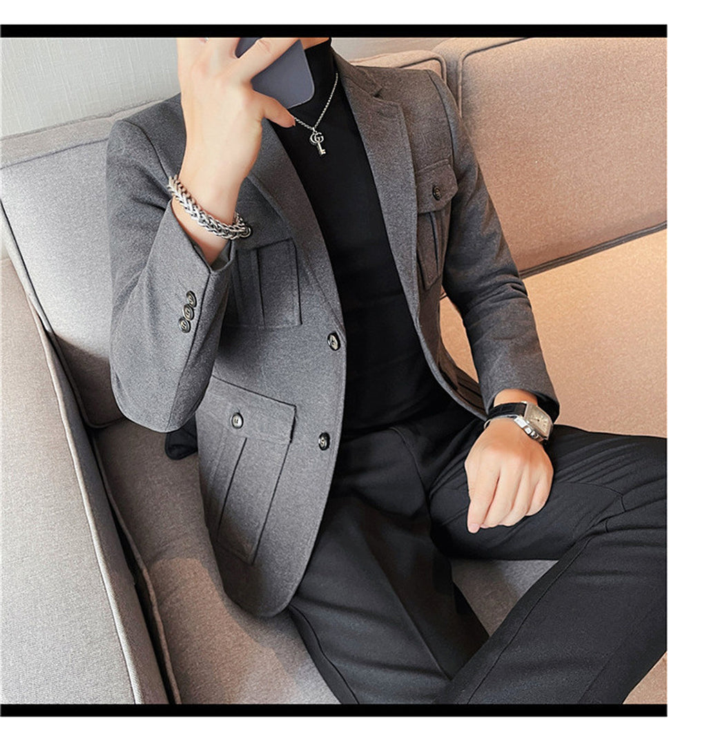Woolen Suit Men's Single-breasted Suit Jacket - enhanced image 2