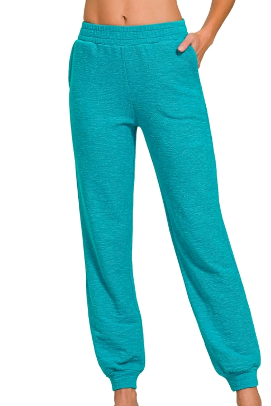 Zenana Cotton Slub Jogger Pants - enhanced image 2
