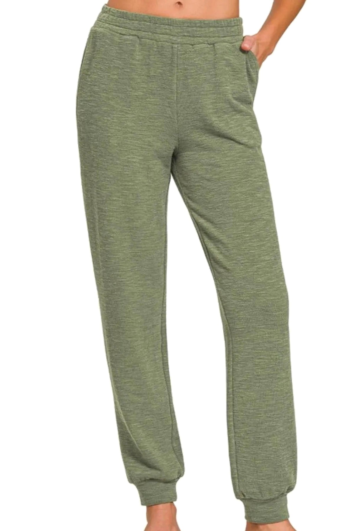 Zenana Cotton Slub Jogger Pants - enhanced image 2