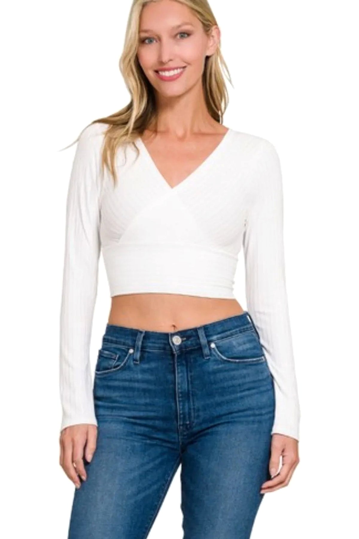 Zenana Ribbed Surplus Waist Band Long Sleeve Top - enhanced image 2