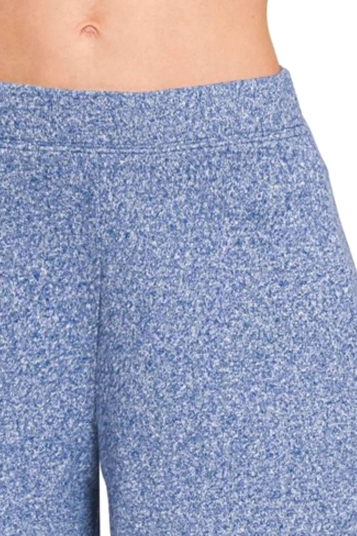 Zenana Soft Melange Hacci Elastic Waisted Shorts - enhanced image 2