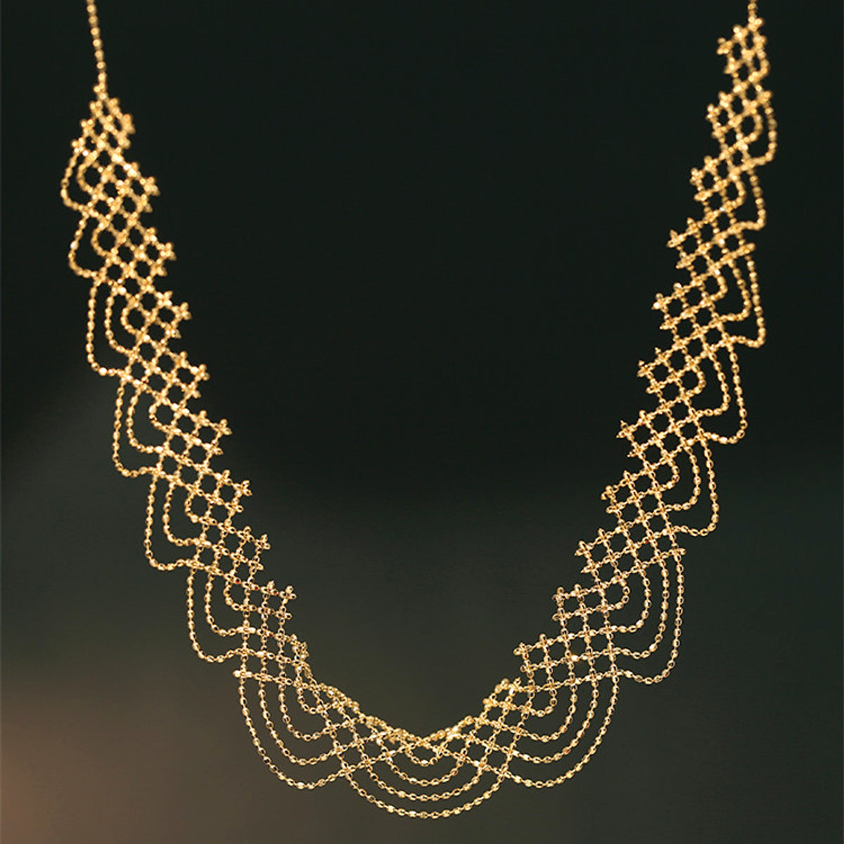 Rainbow Woven Gold Tassel Wooden Necklace - enhanced image 3