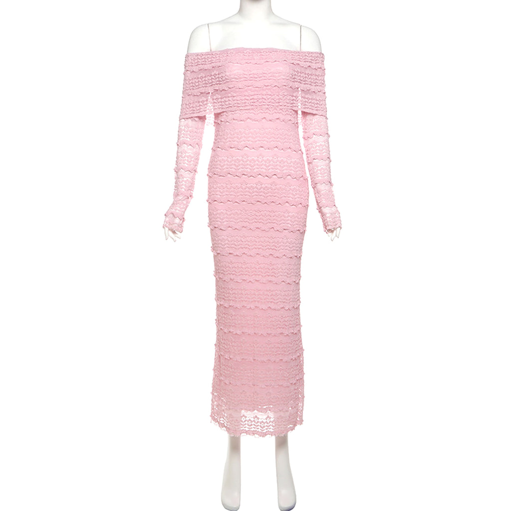 25 Edition – Elegant Off-Shoulder Lace Maxi Dress (Socialite Style) - enhanced image 3