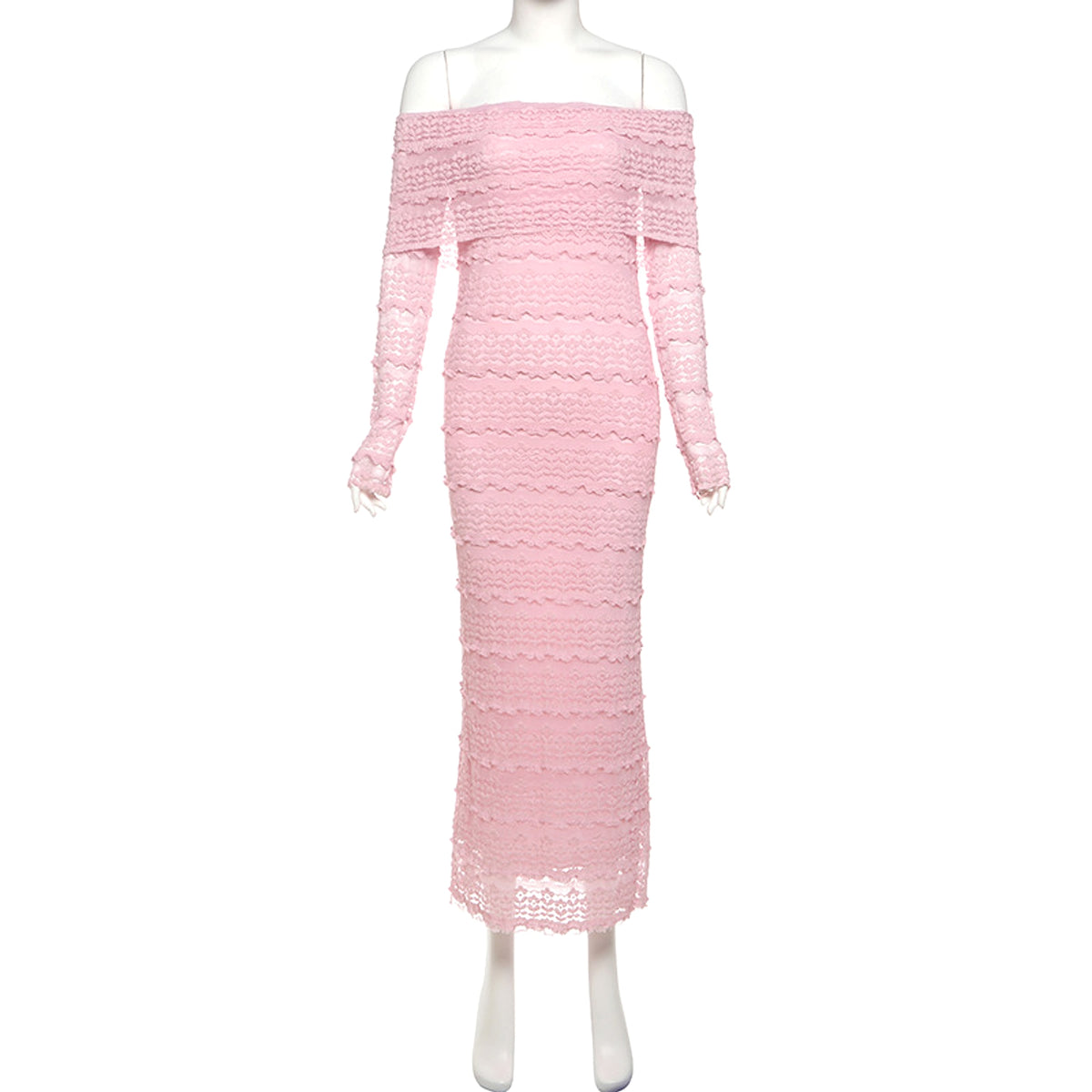 25 Edition – Elegant Off-Shoulder Lace Maxi Dress (Socialite Style) - enhanced image 3