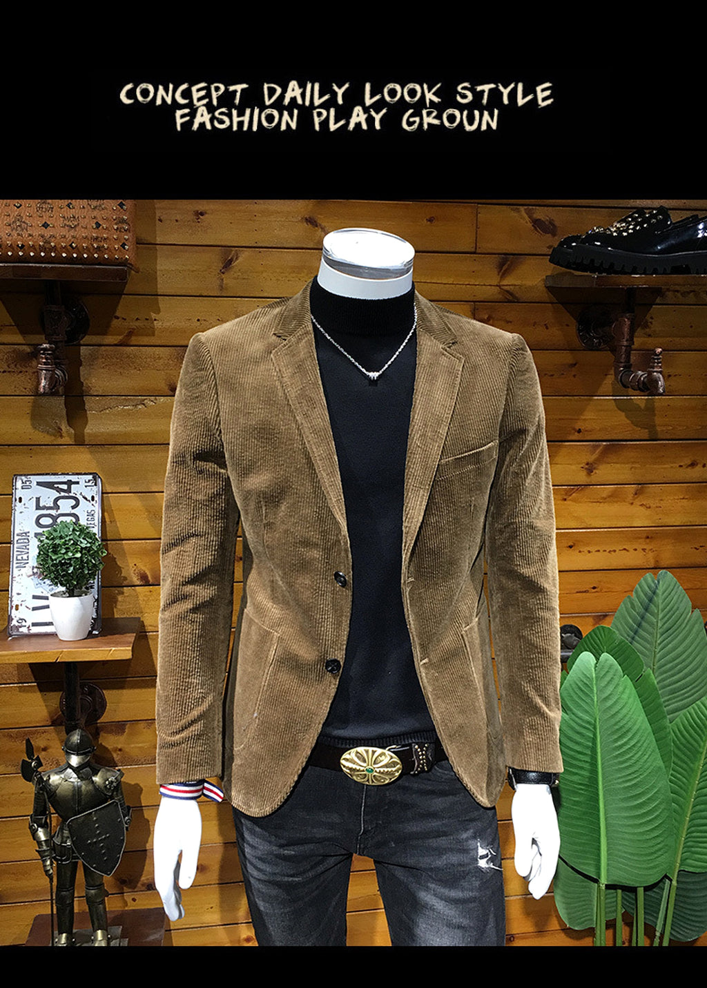 25 Edition – Men’s Slim Fit Corduroy Business Blazer - enhanced image 3