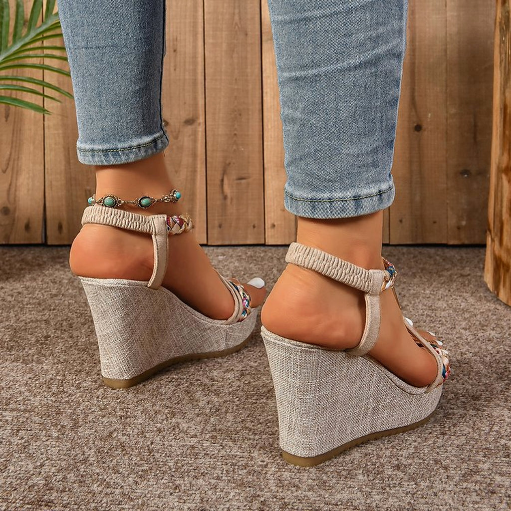 25 Edition – Rhinestone Hemp Wedge Sandals - enhanced image 3