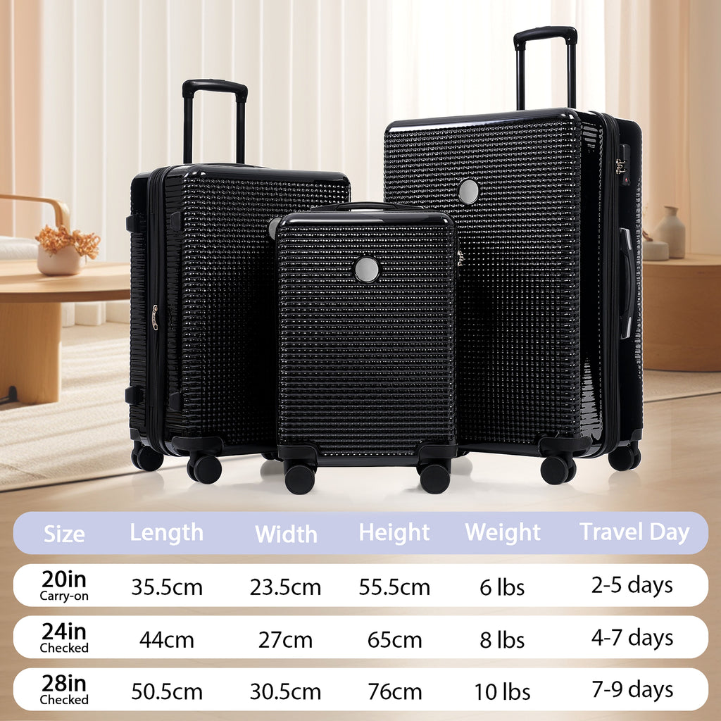 3 Piece Set Of Hard Shell Suitcases With Wheels, Light Expandable Travel Suitcase With TSA Lock - enhanced image 3