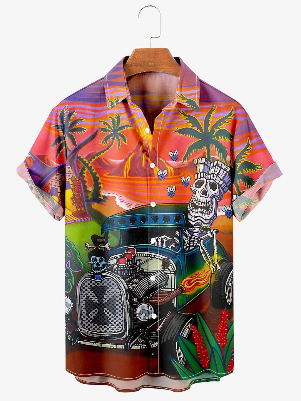 Skull & Roses Printed Men's DressShirt - enhanced image 3