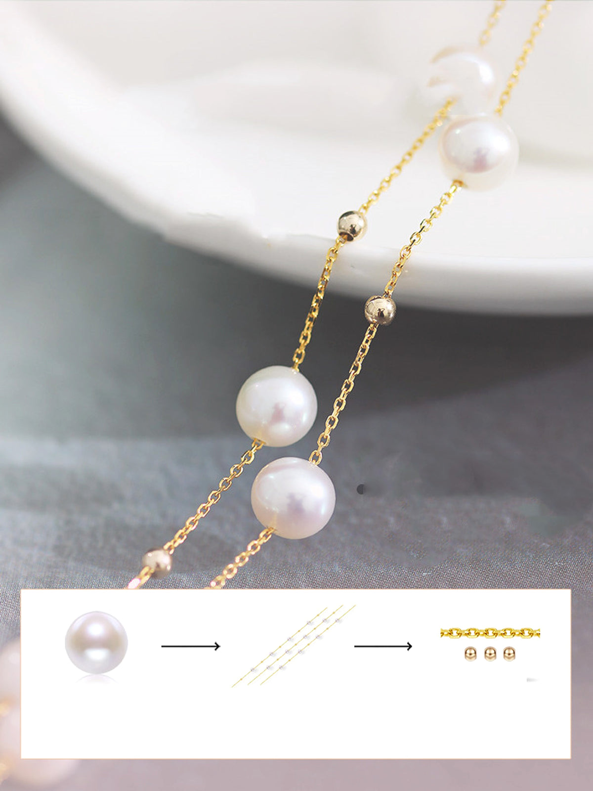 5.5-7.5mm Freshwater Pearl Gypsophila Necklace - enhanced image 3
