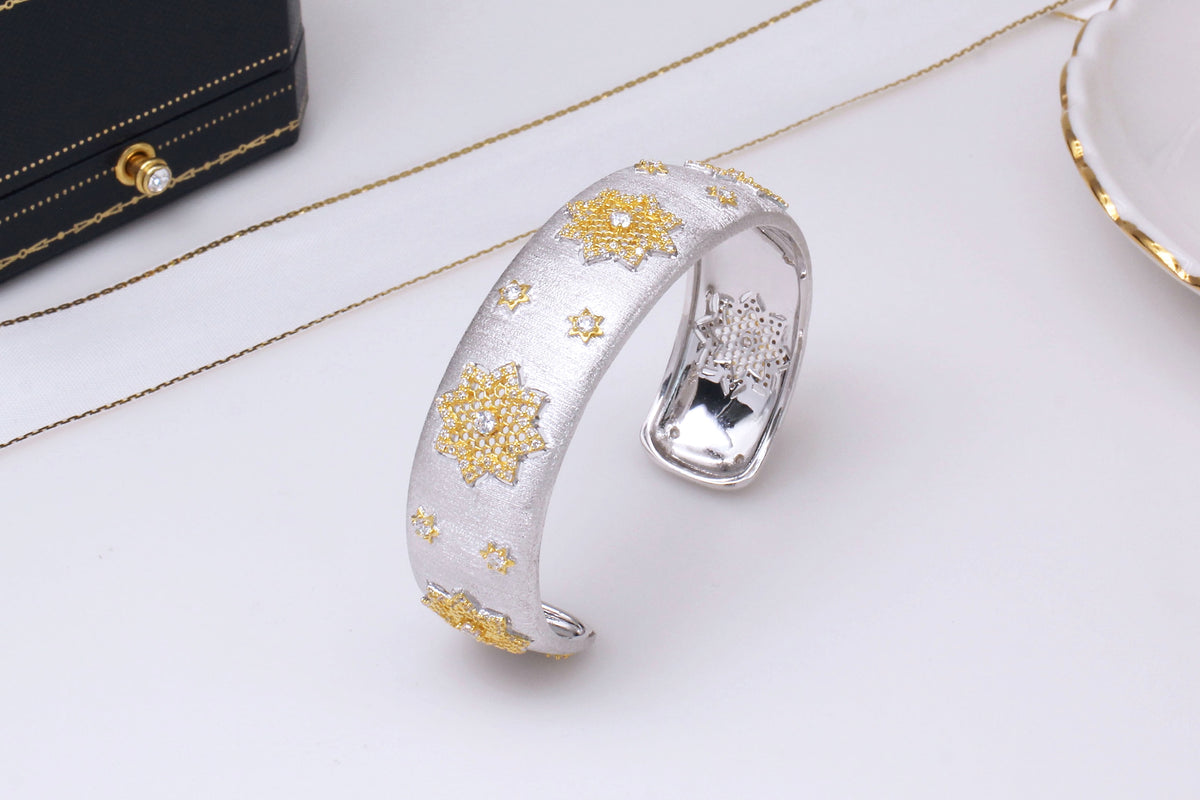 925 Silver Gold Plated Divided Snowflake Bracelet - enhanced image 3