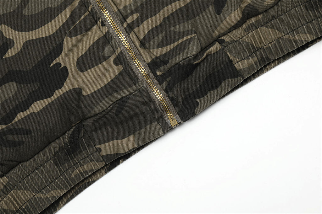 American Retro Camouflage Hooded Cotton Jacket For Men - enhanced image 3