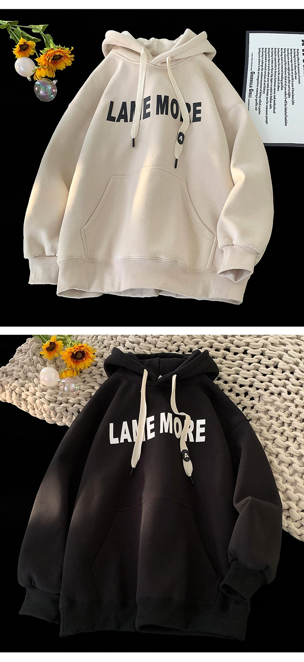 American-style Heavy Hooded Sweater Men's Fleece-lined Thickened - enhanced image 3