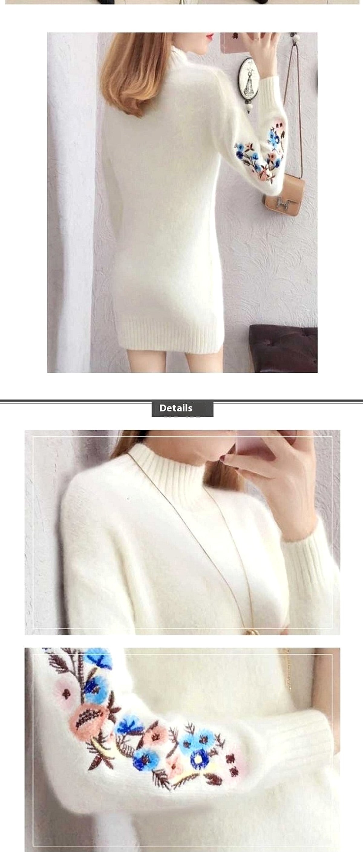 Autumn And Winter Fleece-lined Thickened Woolen Dress Sweater - enhanced image 3