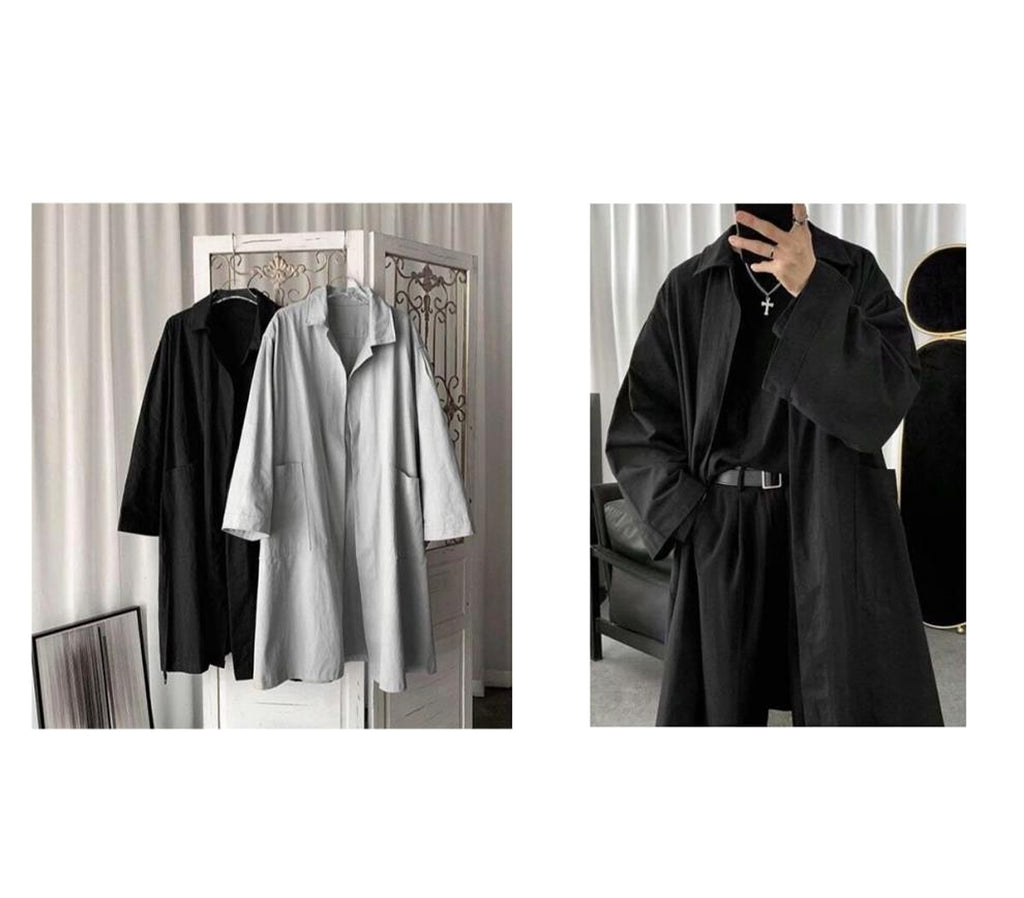 Autumn New Men's Loose Trench Coat Mid-length Coat - enhanced image 3
