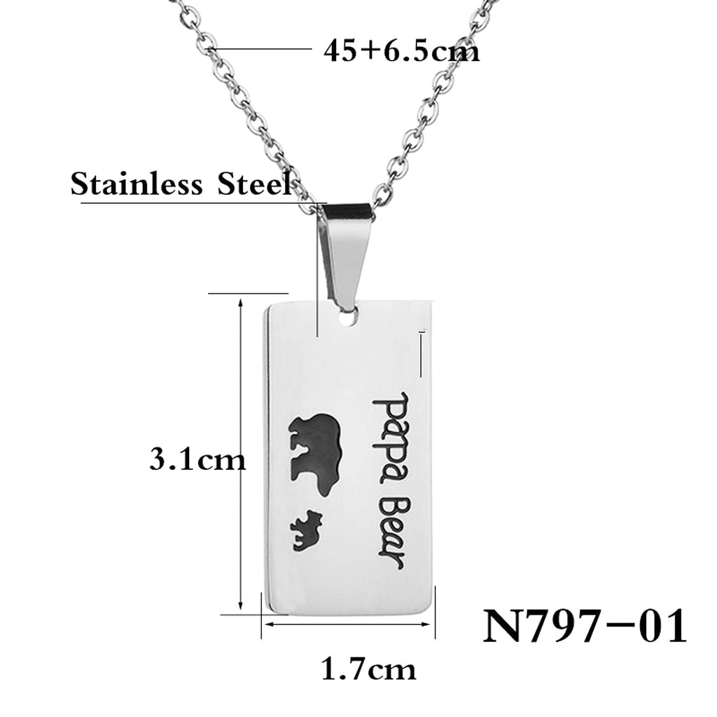 Bear Pendant Stainless Steel Oil Drop Necklace Daddy Necklace - enhanced image 3