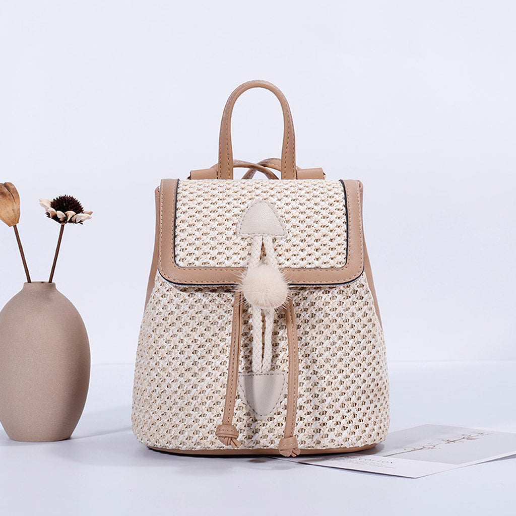 Bellique™ – Woven PU Leather Backpack with Fur Accent - enhanced image 3