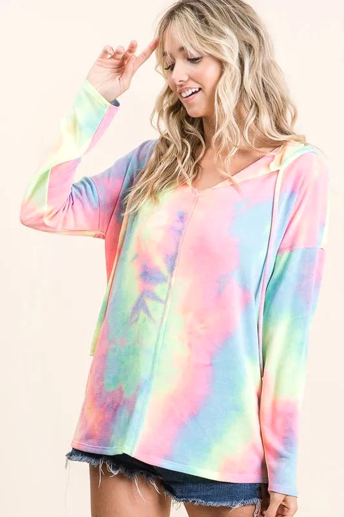BiBi Tie Dye Terry Long Sleeve Hoodie - enhanced image 3