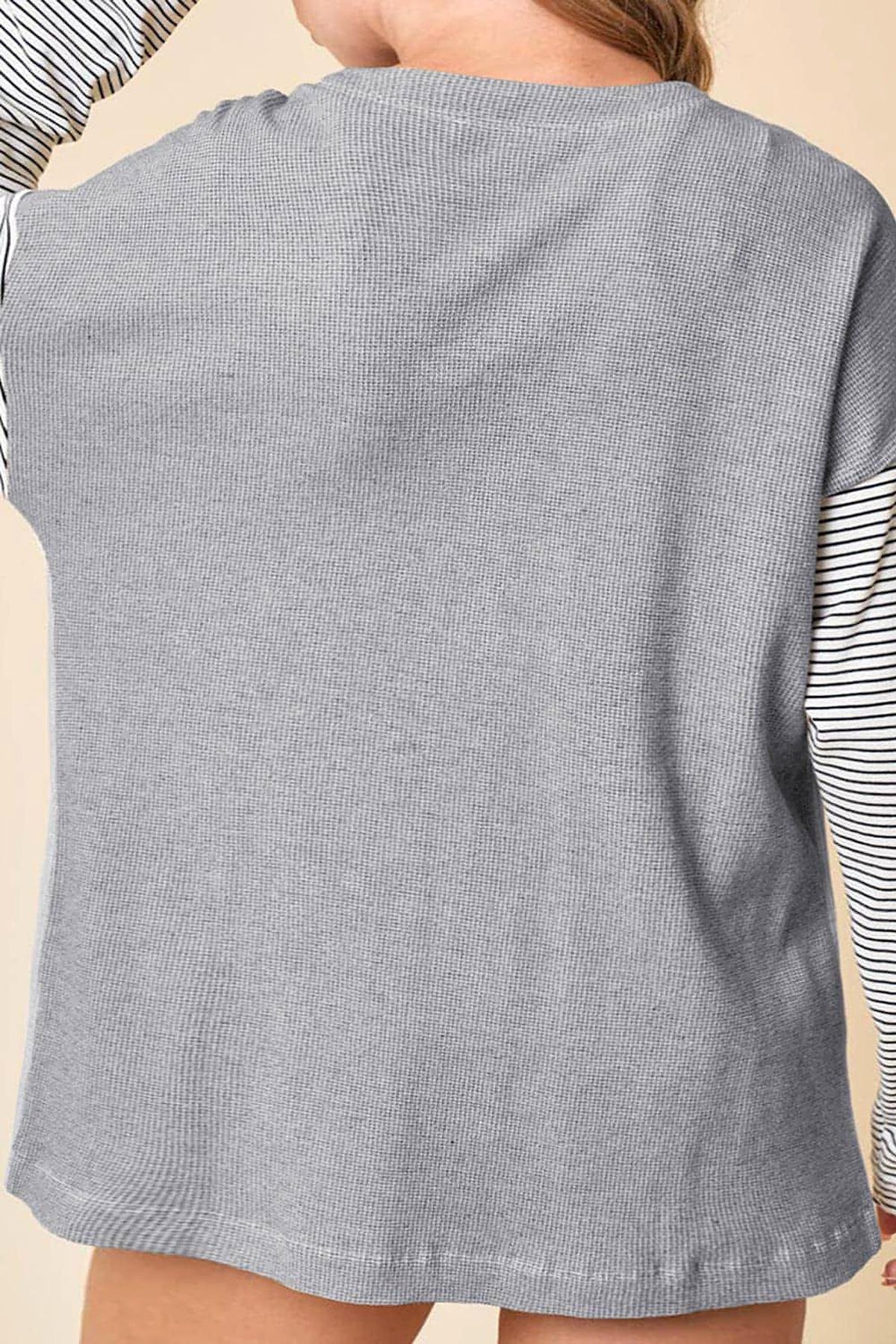 Black Stripe Colorblock Patchwork Open Front Cardigan with Pocket - enhanced image 3