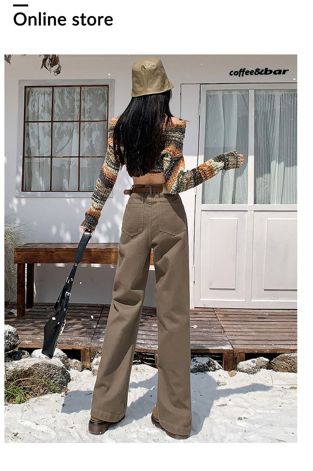 Brown High Waist Retro Jeans - enhanced image 3
