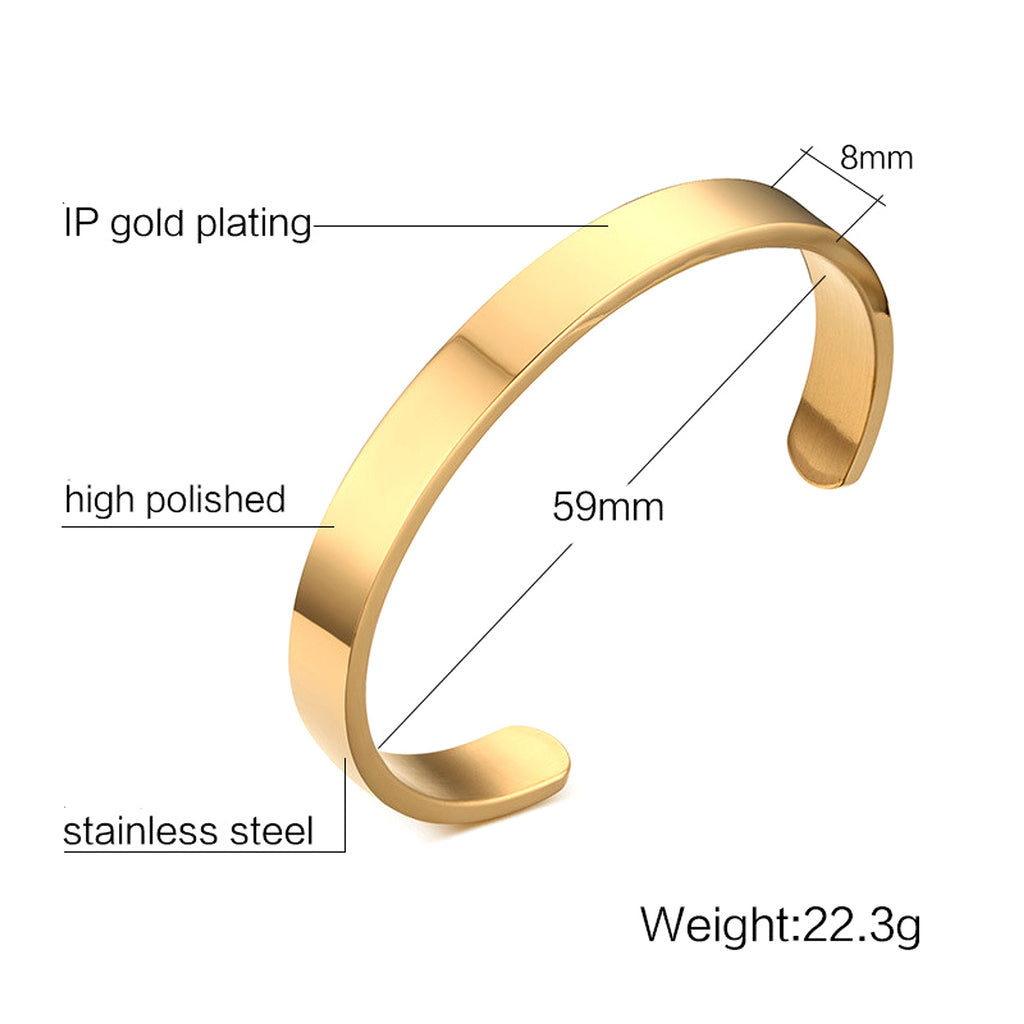 Can Be Engraved Light Body Opening Titanium Steel Men's Bracelet - enhanced image 3