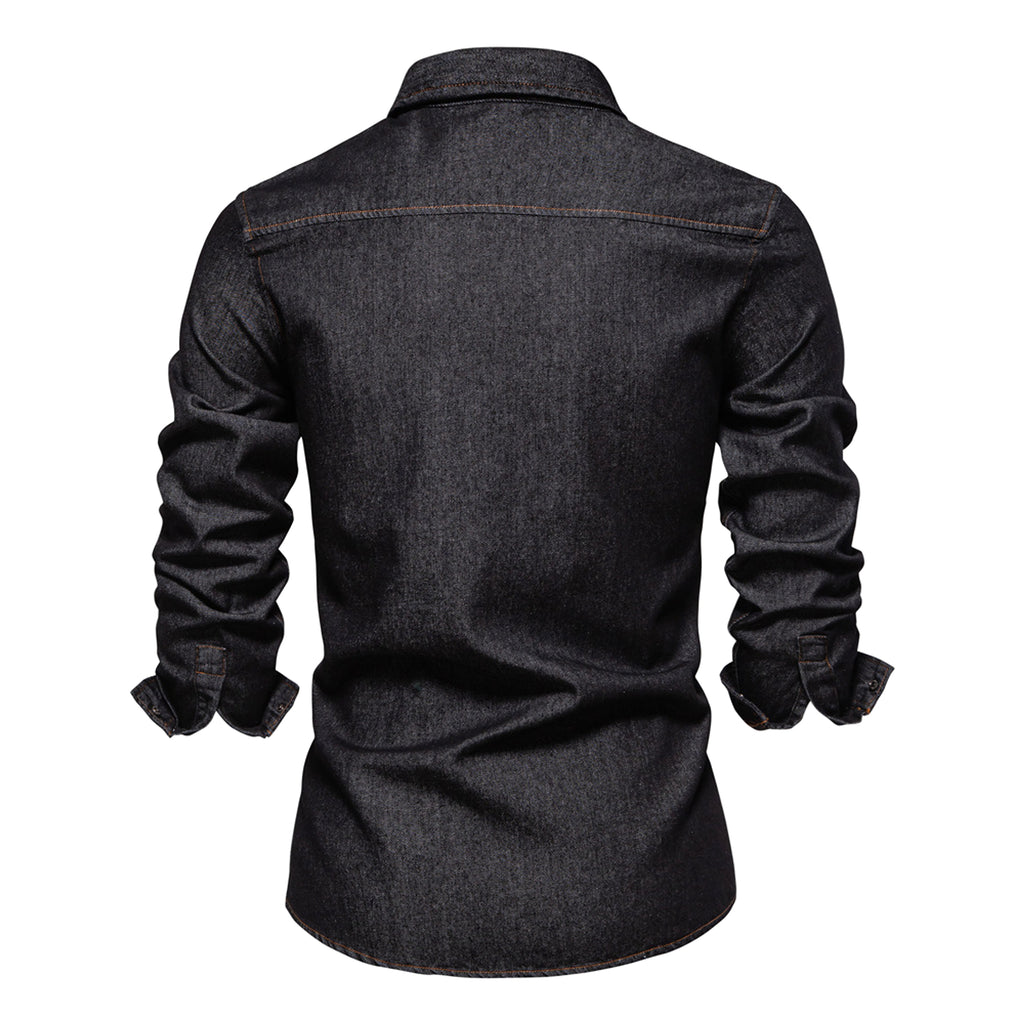 Casual Long Sleeve Washed DressShirt - enhanced image 3