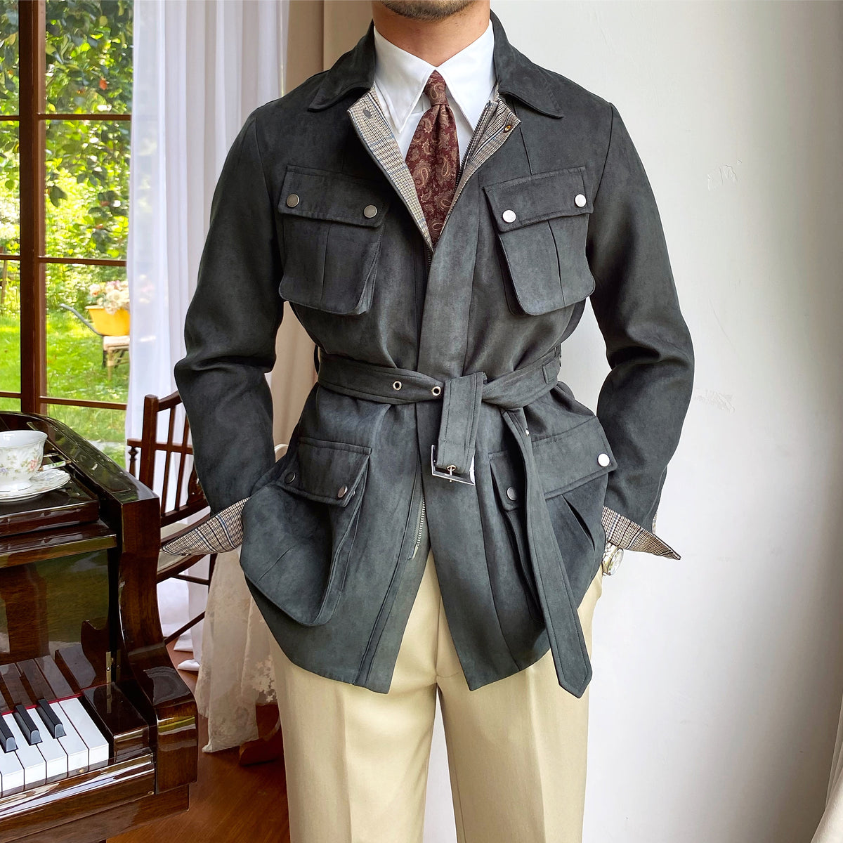 Casual Suede Warm Jacket For Men - enhanced image 3