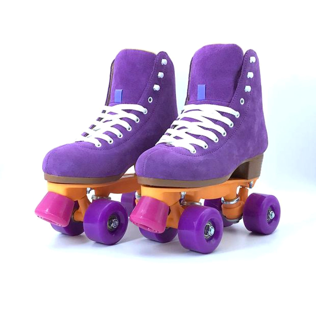 Children's Purple Suede Roller Skates - enhanced image 3