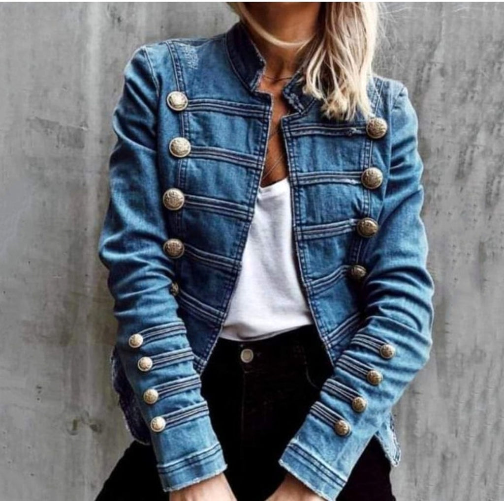 Clinch Disc With Double-breasted Stitching Button Slim Short Jacket - enhanced image 3