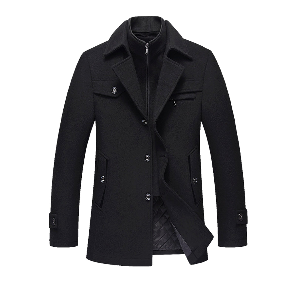Collar Casual Wool Blends Trench Coats - enhanced image 3