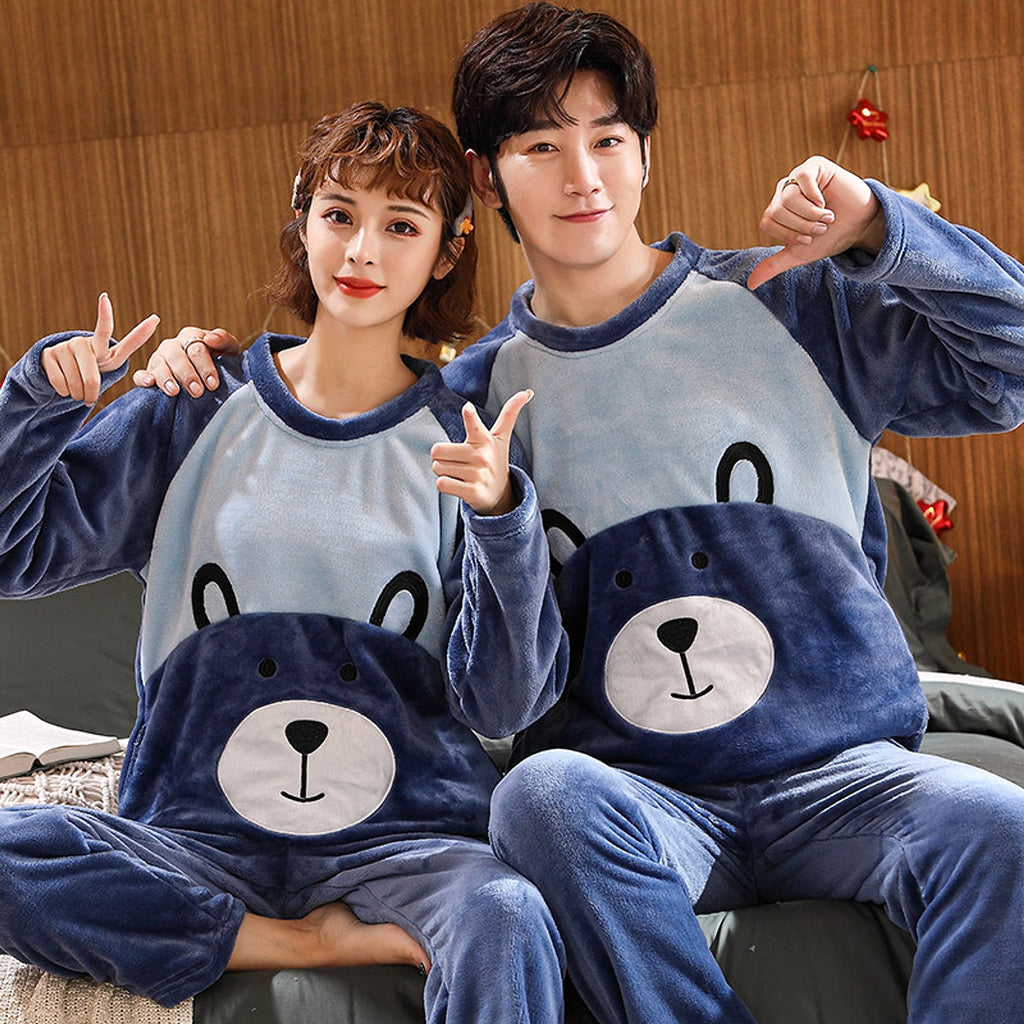 Couples Warm And Velvet Thickened Flannel Home Service Pajamas Set - enhanced image 3