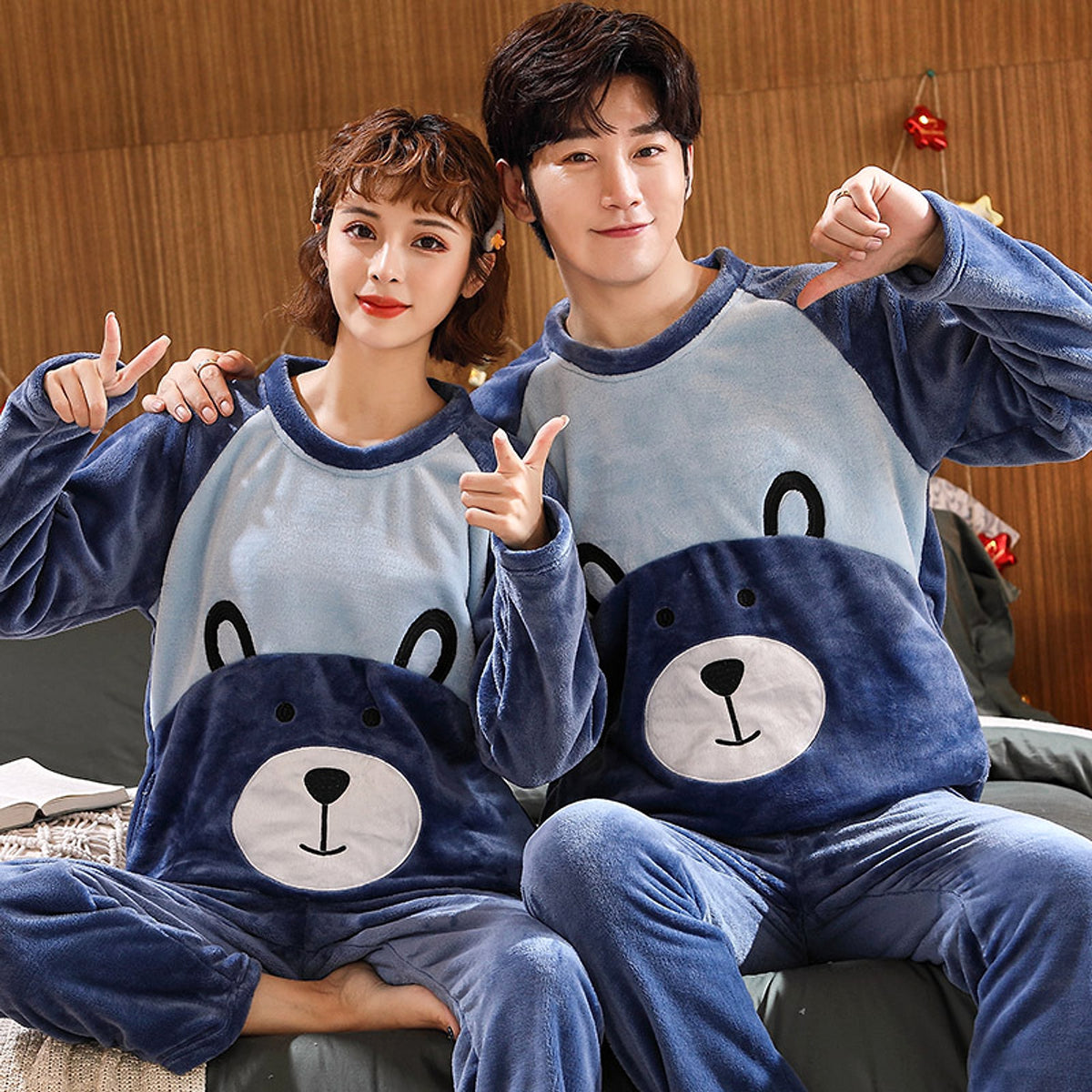 Couples Warm And Velvet Thickened Flannel Home Service Pajamas Set - enhanced image 3