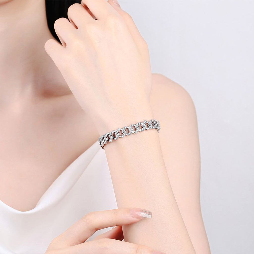 Cuban Link Chain Moissanite Bracelet - enhanced image 3