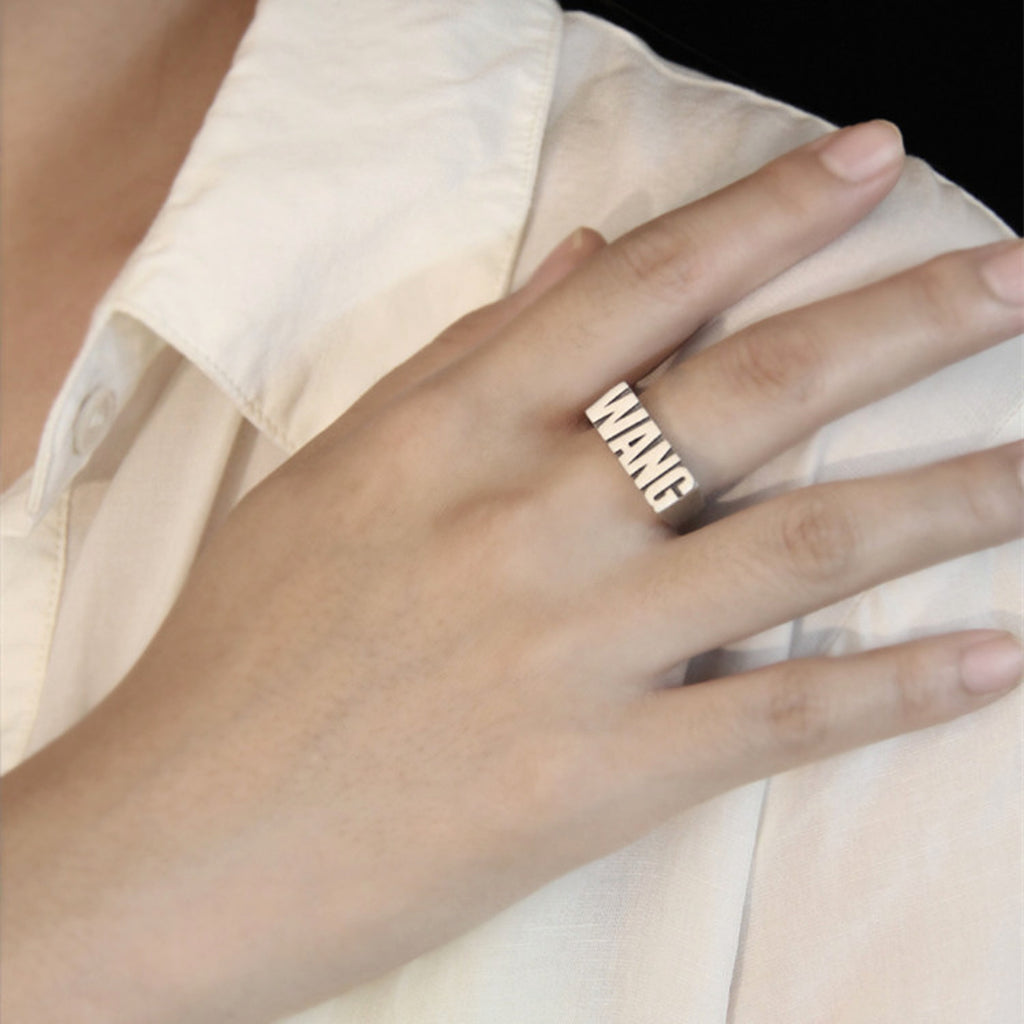 Personalized Sterling Silver Couple Rings – Custom Engraved Alphabet Rings - enhanced image 3