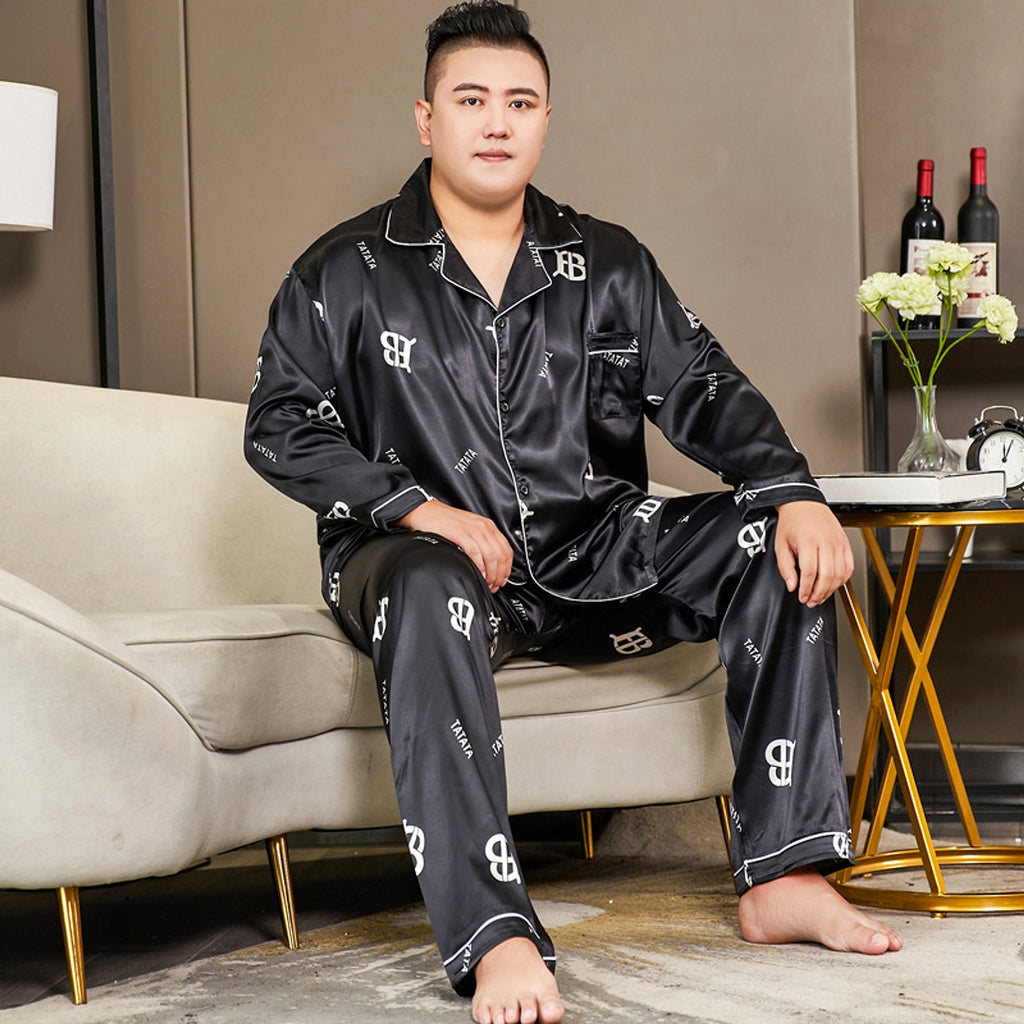Cut Flower Fat Men's Pajamas Extra Ice Silk - enhanced image 3