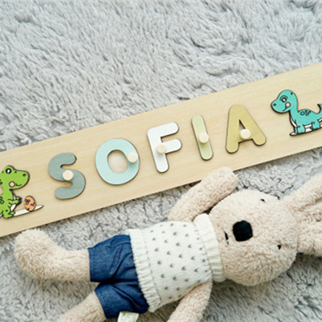 Personalized Wooden Dinosaur Name Puzzle – Fun & Educational Toy for Kids! - enhanced image 3
