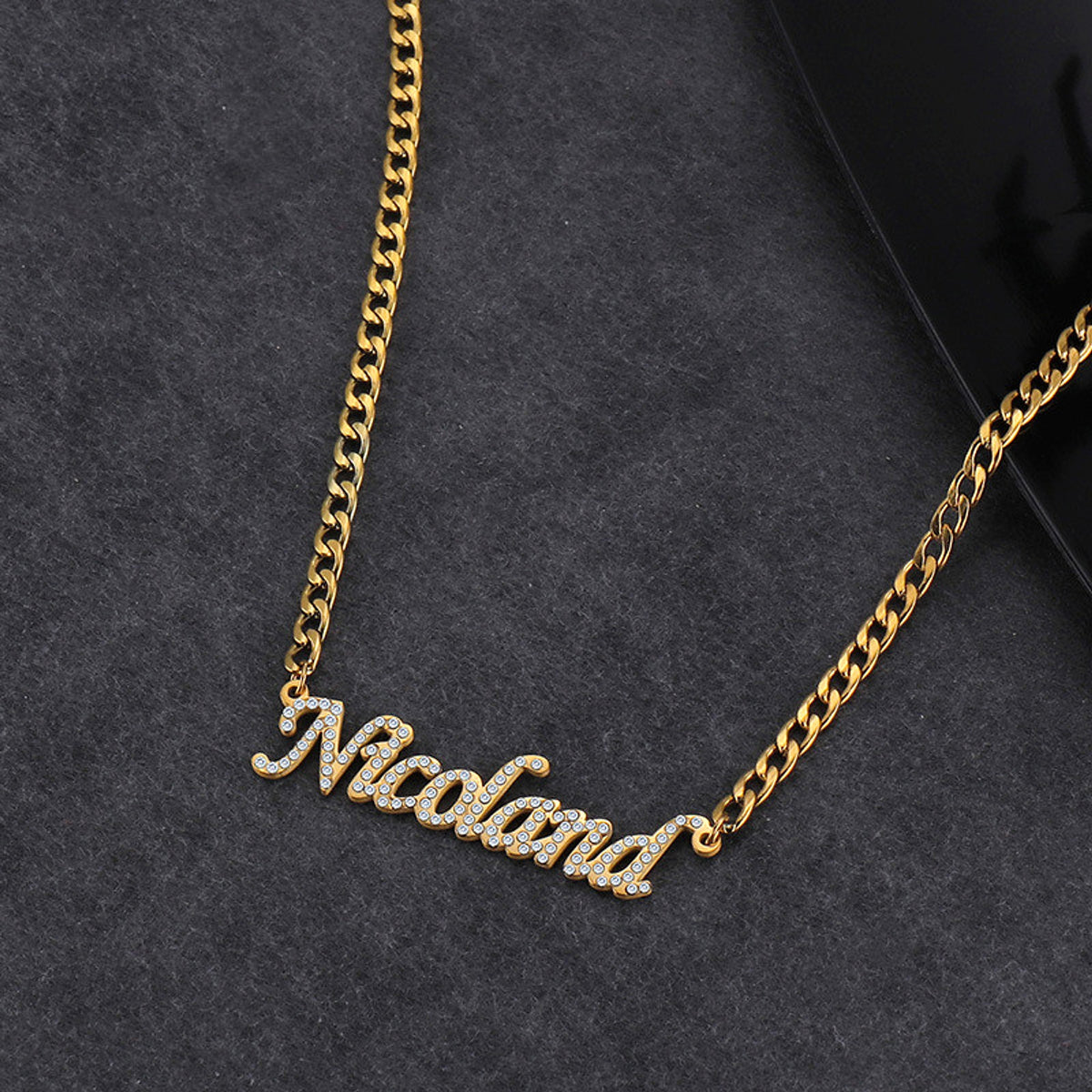 DIY One Piece Cut Name Jewelry Letter Zircon Diamond Necklace - enhanced image 3