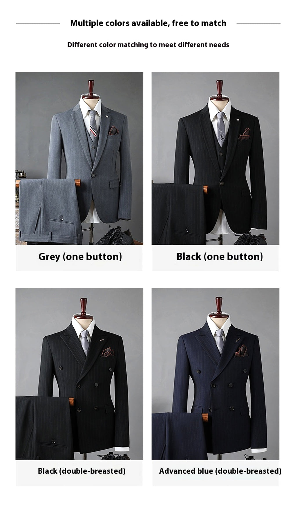Double Breasted Stripes Suit Men's Suits - enhanced image 3