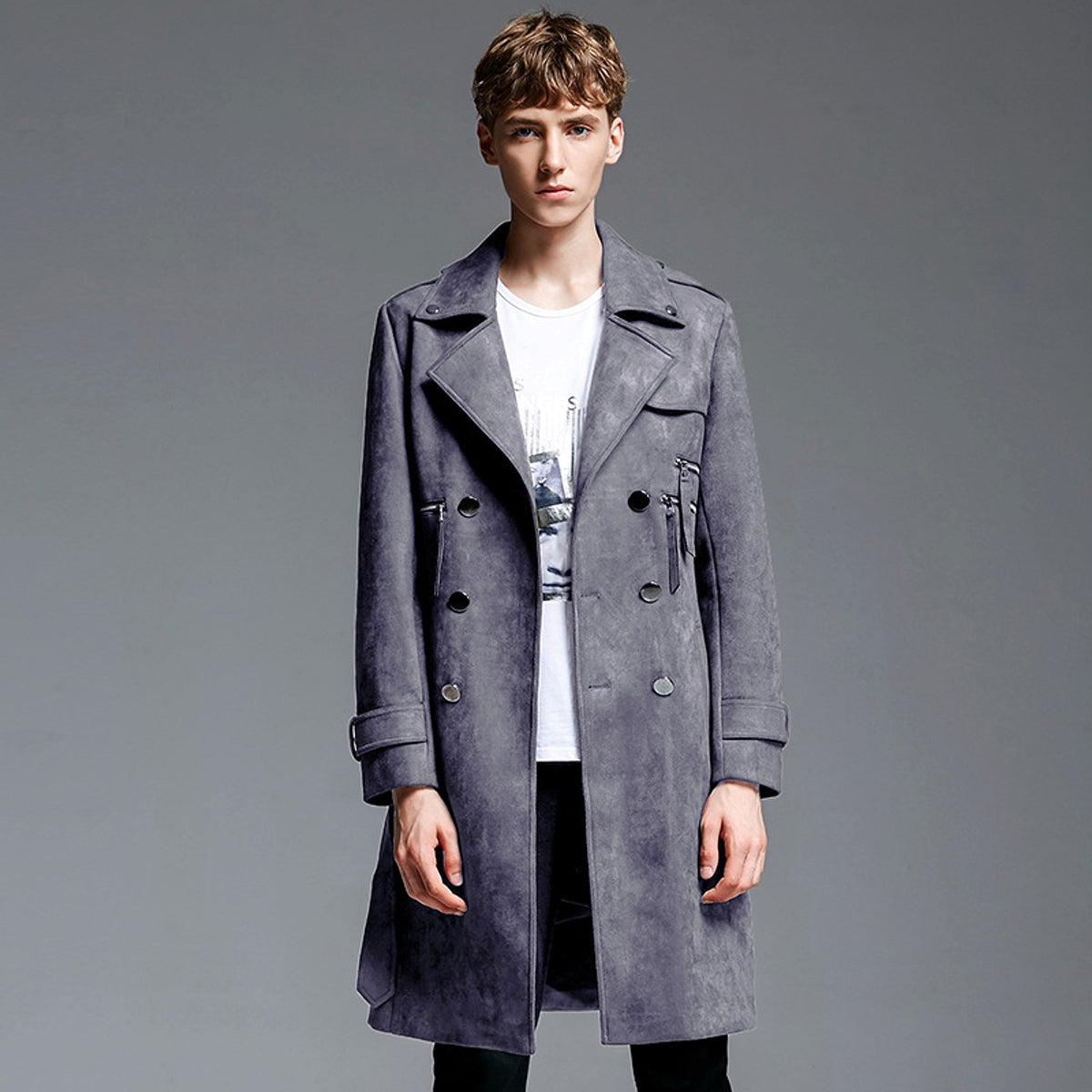 NordWool™ – Double-Breasted Suede Trench Coat - enhanced image 3