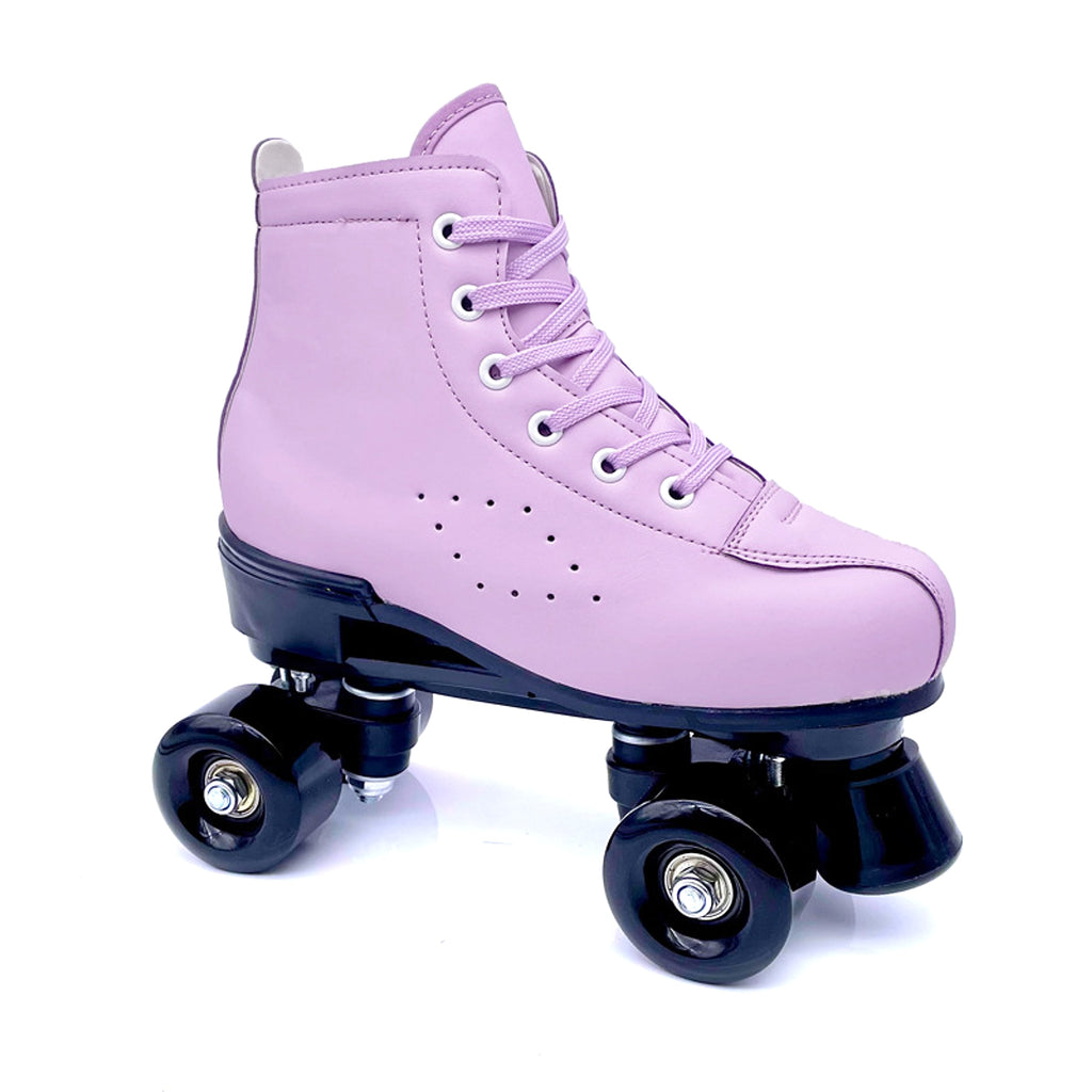 Double-row Leather Purple Roller Skates - enhanced image 3
