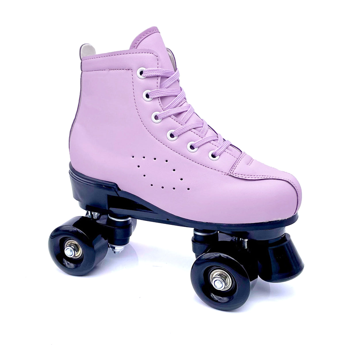 Double-row Leather Purple Roller Skates - enhanced image 3
