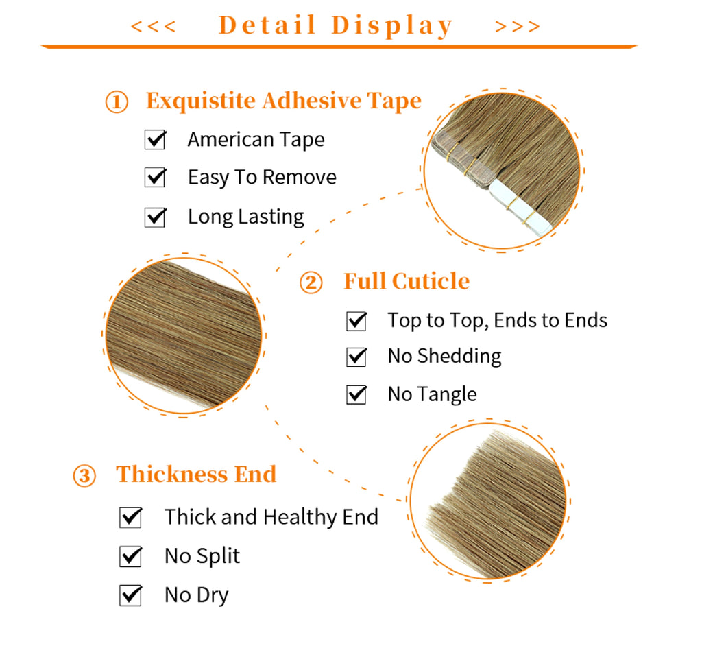 Double-sided Adhesive Hair Extension Piece PU Hair Wig - enhanced image 3