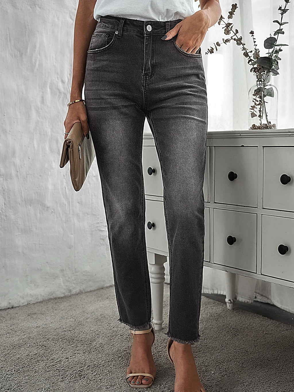 European And American Washed Jeans For Women - enhanced image 3